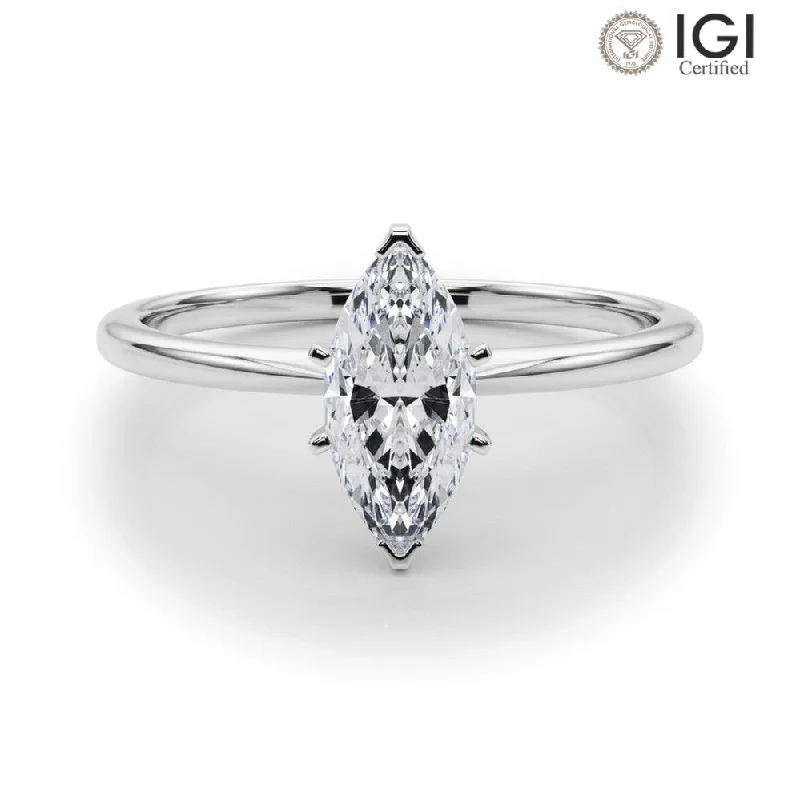 Women's engagement rings satin-platinum-Angelica Marquise Lab Grown Diamond Solitaire Engagement Ring IGI Certified