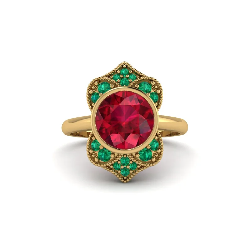 Women's engagement rings lab-grown-Ruby Bezel Vintage-Inspired Engagement Ring - Olive No. 25