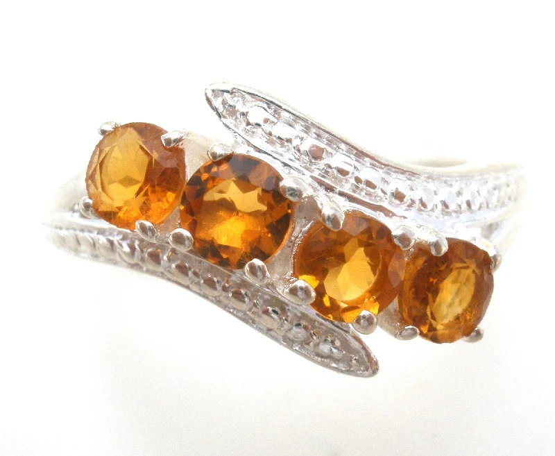 Women's rings satin-gold-Citrine Sterling Silver Ring Size 8 Chuck Clemency