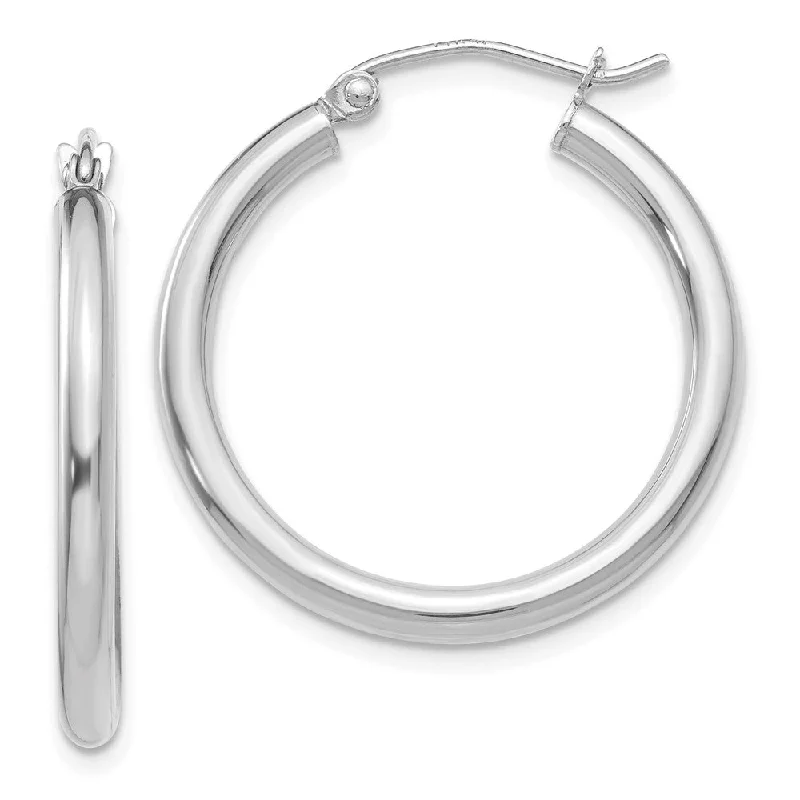 Women's earrings luxe-daily-2.5mm, 14k White Gold Classic Round Hoop Earrings, 25mm (1 Inch)