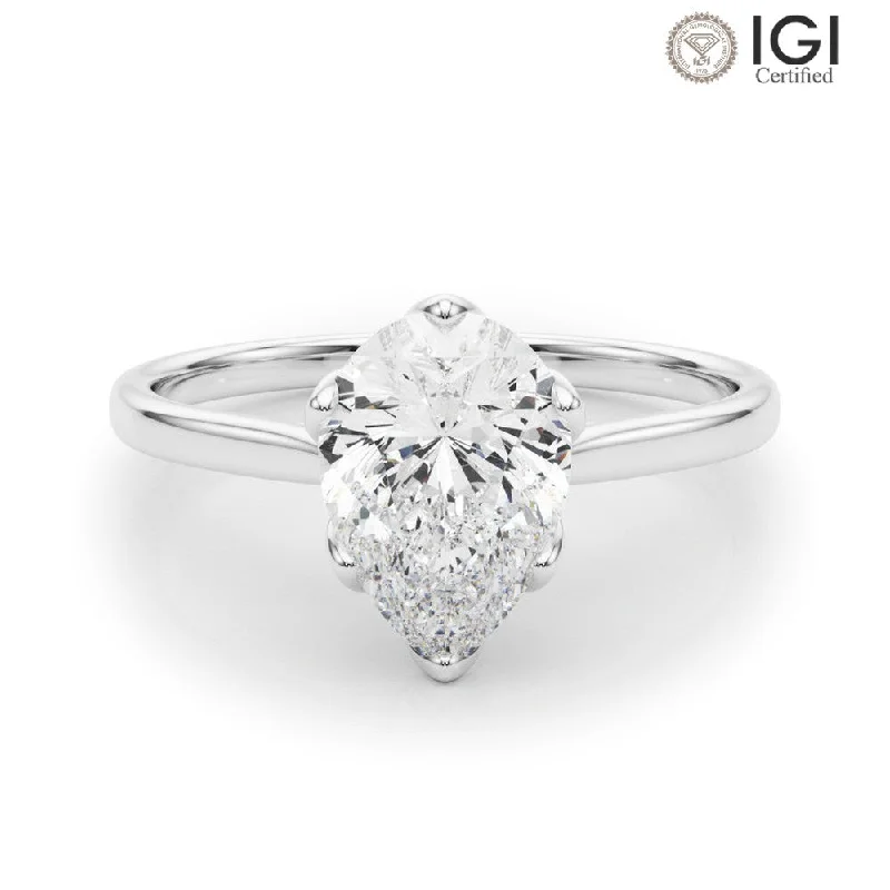 Women's engagement rings eternal-glam-Esme Pear Lab Grown Diamond Solitaire Engagement Ring IGI Certified