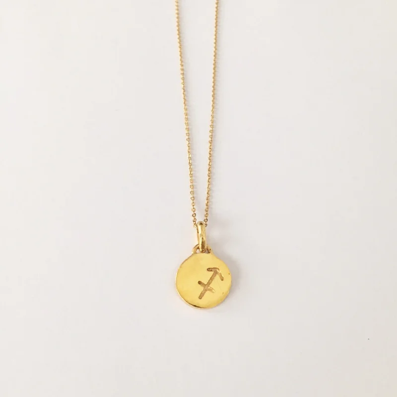 Women's necklaces delicate-curve-Sagittarius Necklace, Solid Gold