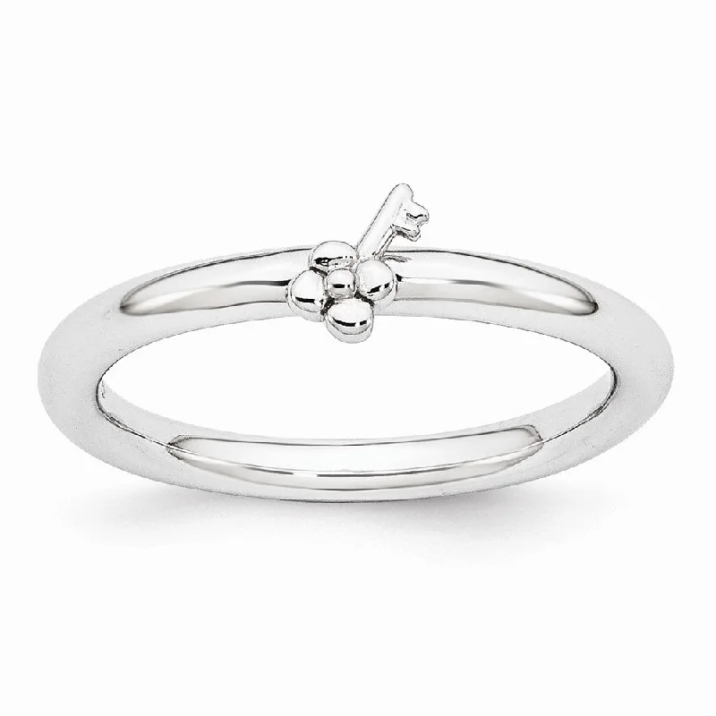 Women's rings sculpted-chic-Rhodium Plated Sterling Silver Stackable Expressions 5mm Key Ring