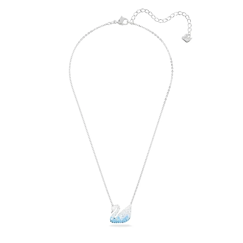 Women's necklaces crafted-gleam-Swarovski Women's Pendant Necklace - Swan Medium Blue and White Crystals | 5633856