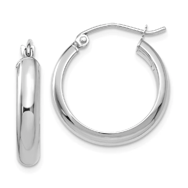 Women's earrings velvety-platinum-3.75mm x 20mm Polished 14k White Gold Domed Round Tube Hoop Earrings