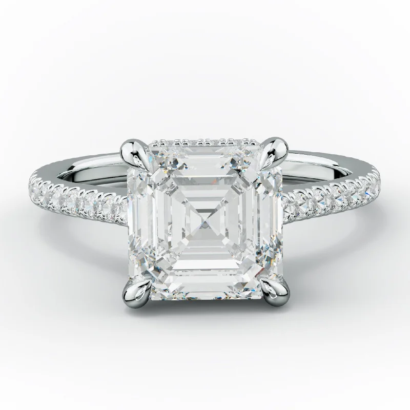 Women's engagement rings retro-glam-Aria Asscher Cut Diamond Engagement Ring