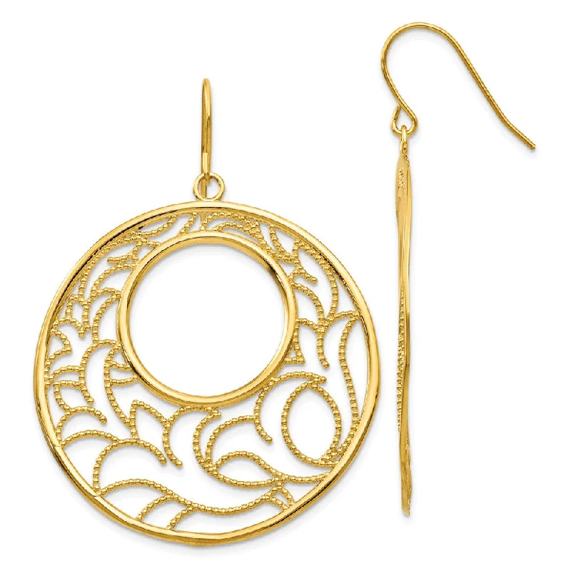 Women's earrings wispy-elegance-40mm Filigree Circle Earrings in 14k Yellow Gold