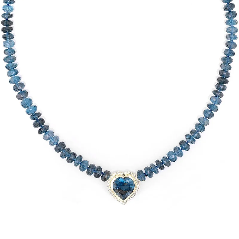 Women's necklaces playful-swirl-14K London Blue Topaz Diamond Heart Knotted Necklace  NG002568