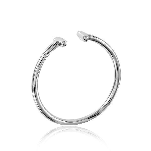 Women's rings radiant-swirl-Sterling Silver 925 Rhodium Plated Plain Open T Ring