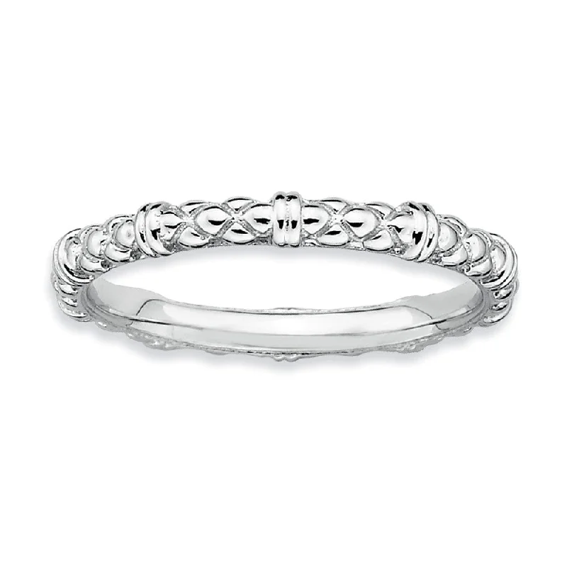 Women's rings floral-accent-2.25mm Stackable Sterling Silver Popcorn Band