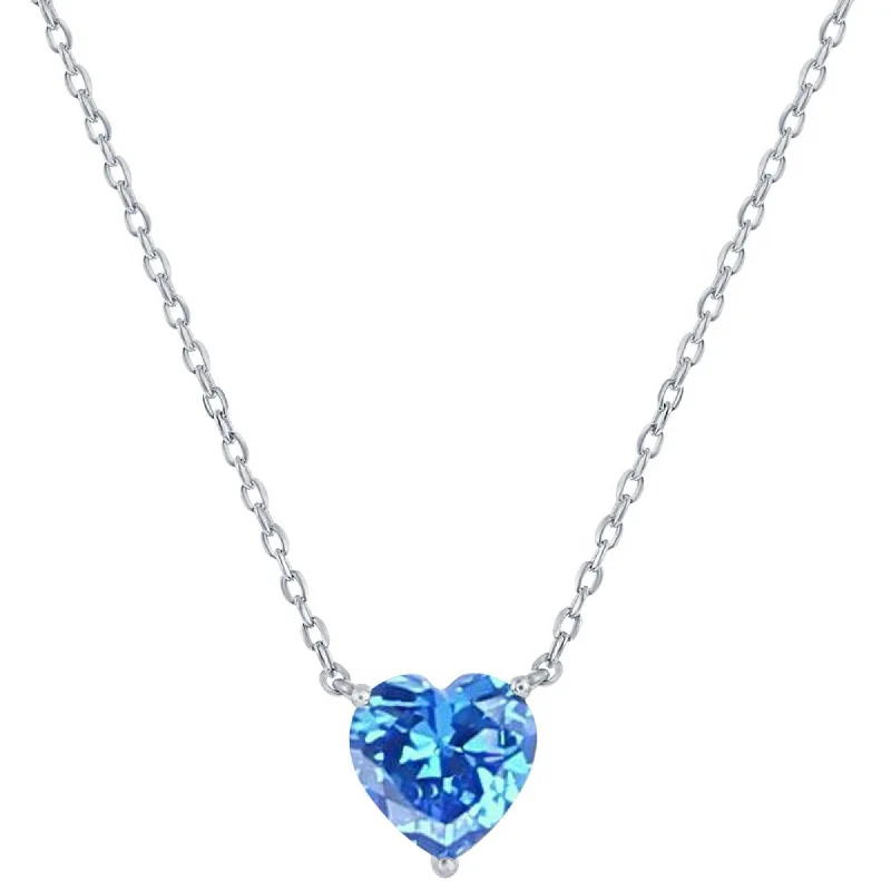 Women's necklaces eternal-luxe-Classic Women's Necklace - Silver Blue Topaz December Heart Perciosa Crystal | M-7133