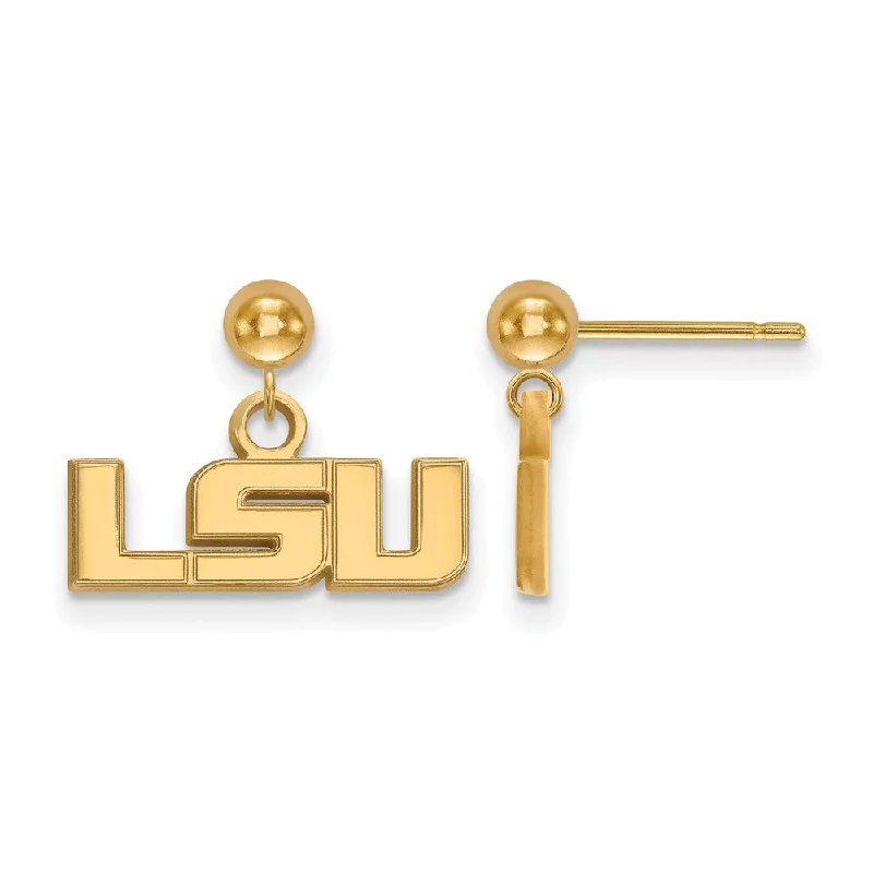 Women's earrings twisted-vine-14k Yellow Gold Louisiana State University Ball Dangle Earrings