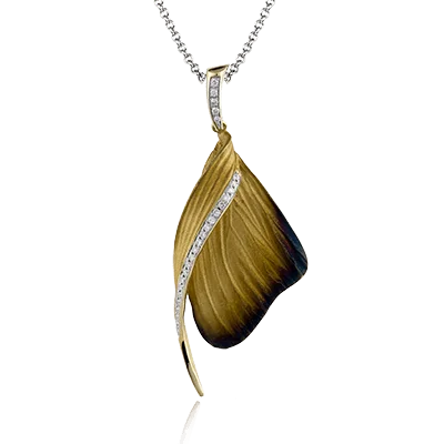 Women's necklaces twisted-vine-Fallen Leaves Pendant Necklace in 18k Gold with Diamonds DP171