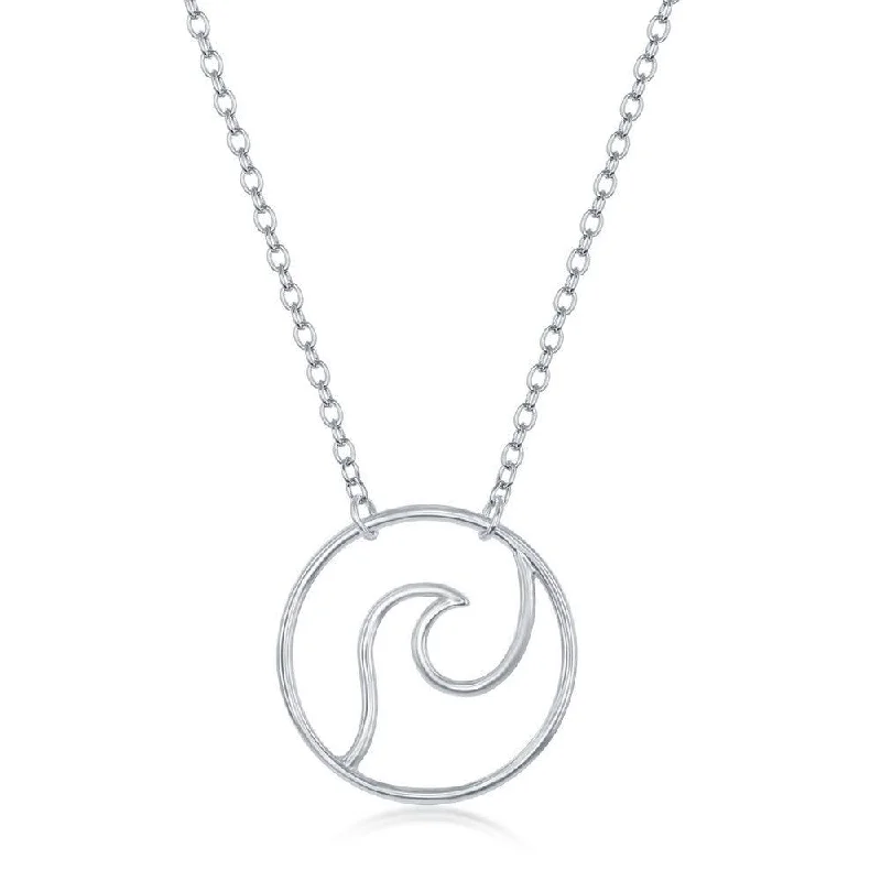 Women's necklaces airy-chain-Sterling Silver Wave Design Necklace