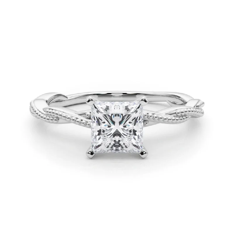 Women's engagement rings radiant-twist-Anastasia Twisted Vine Princess Diamond Solitaire Engagement Ring