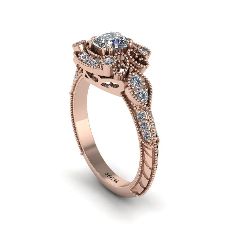 Women's engagement rings eternal-glam-Diamond Vintage Filigree Cushion Cut Engagement Ring - Elaina No. 2