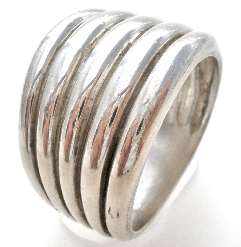 Women's rings luminous-stone-Stacked Band Ring Sterling Silver Size 8