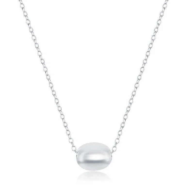 Women's necklaces tender-tone-Sterling Silver Oval Bead Necklace