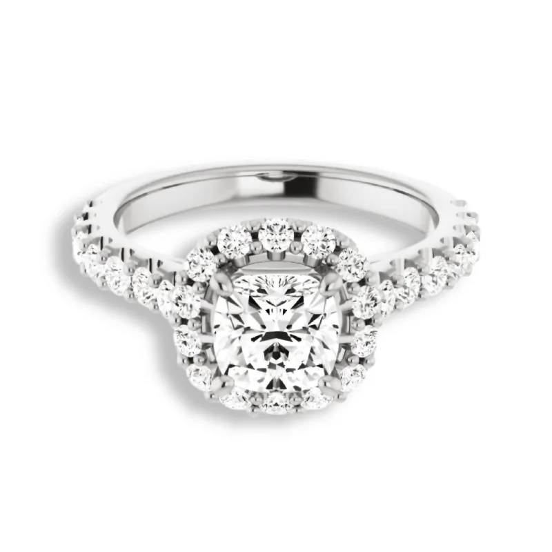 Women's engagement rings chic-titanium-Cushion Cut Diamond Halo Engagement Ring