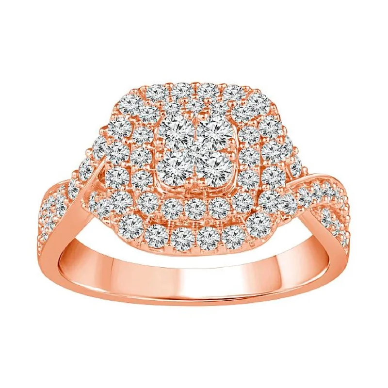 Women's engagement rings delicate-topaz-Red Hot Deal  1 CTW Diamond Engagement Ring in 10KT Rose Gold