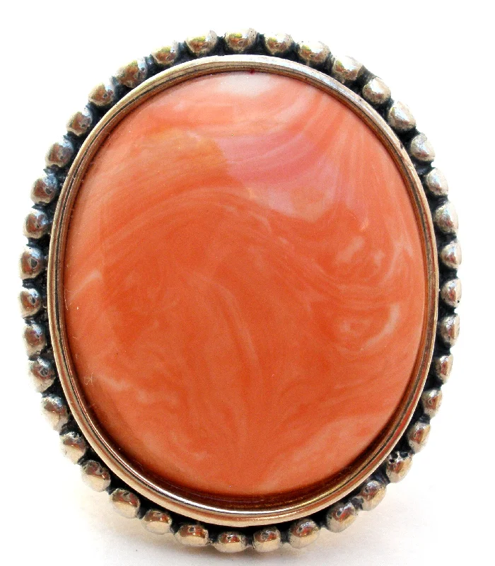 Women's rings sculpted-curve-Sterling Silver Ring with Pink Stone Size 8