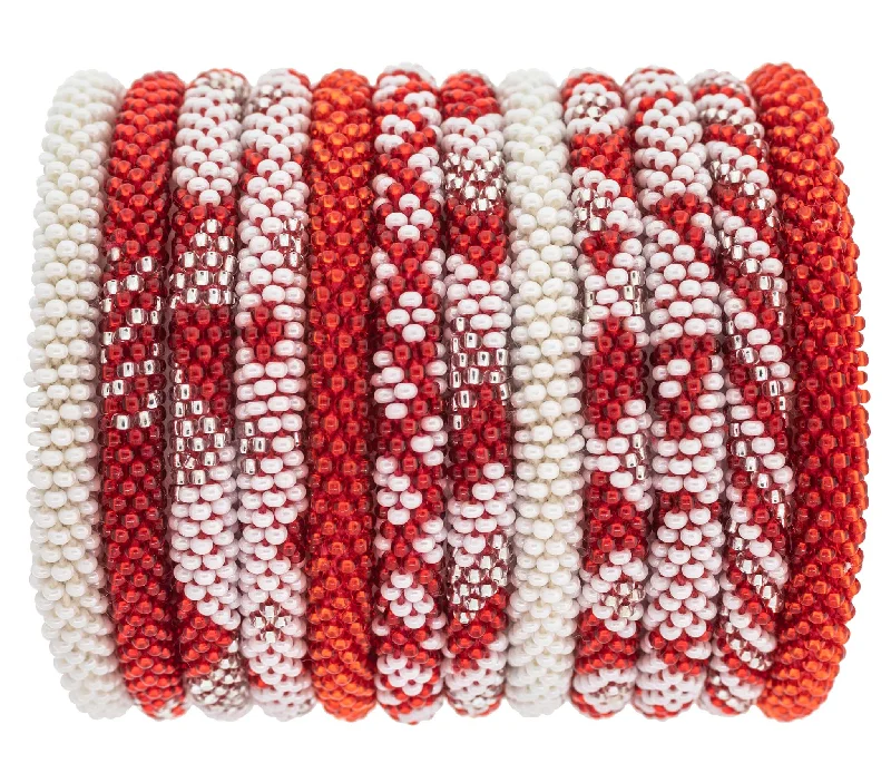 Women's bracelets fine-velvet-Game Day Roll-On® Bracelets <br> Red & White