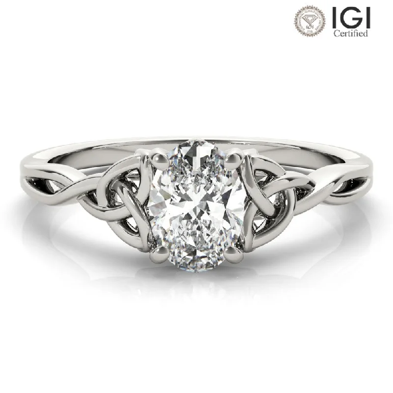 Women's engagement rings proposal-gleam-Celtic Love Knot Oval Lab Grown Diamond Solitaire Engagement Ring IGI Certified