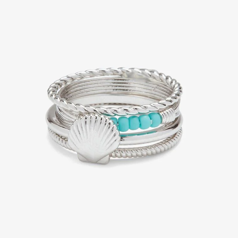 Women's rings celestial-Shell Ring Stack