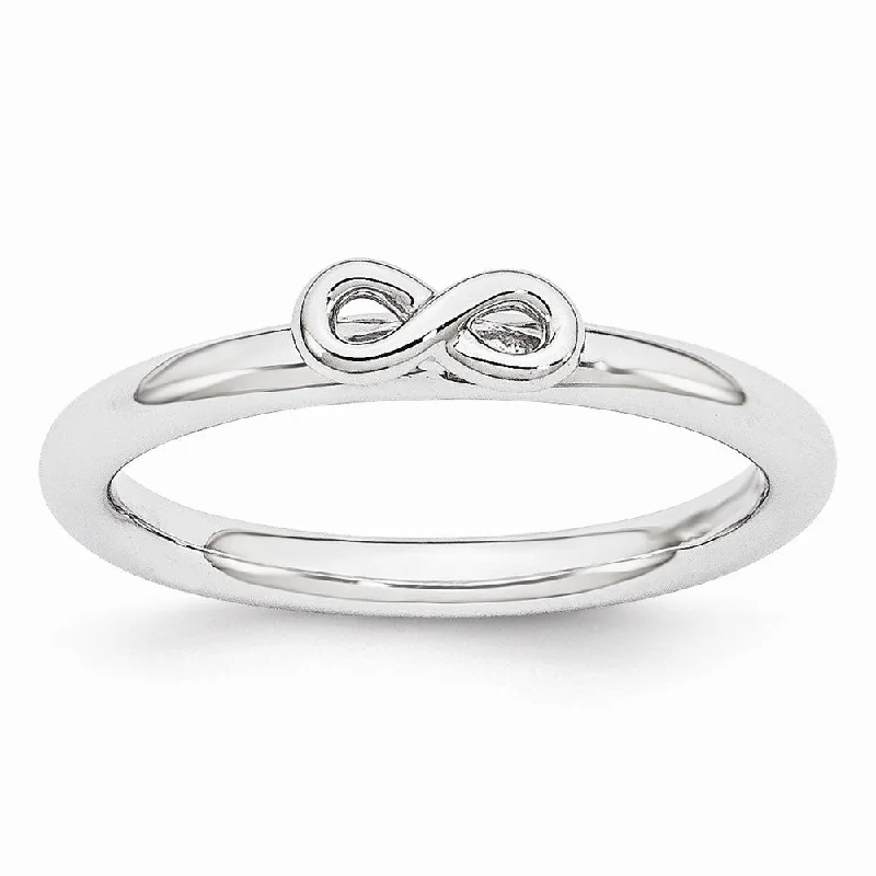 Women's rings Victorian-glow-Rhodium Plated Sterling Silver Stackable 2.5mm Infinity Symbol Ring