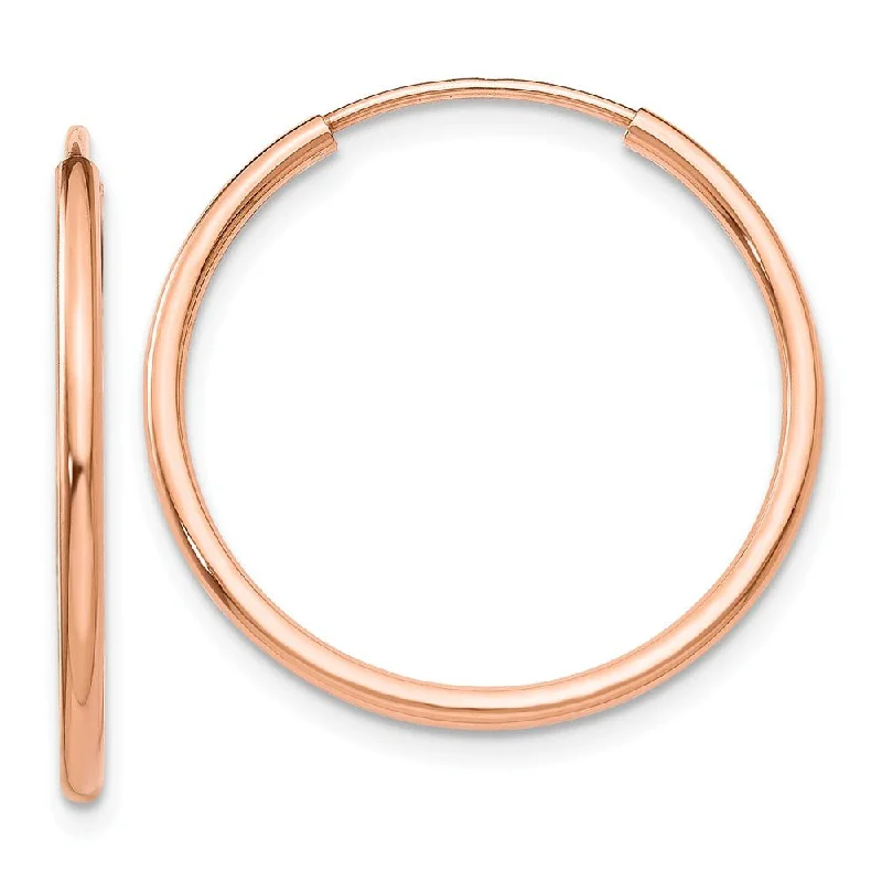 Women's earrings radiant-rose-1.5mm x 22mm 14k Rose Gold Polished Endless Tube Hoop Earrings