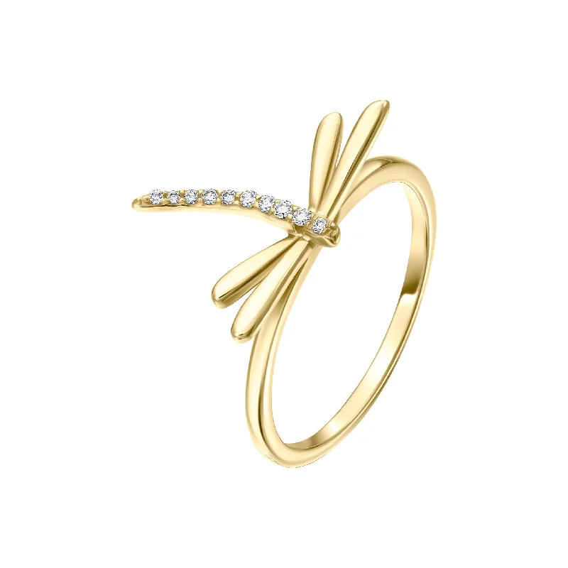 Women's rings soft-twinkle-14k Gold and Diamond Dragonfly Ring