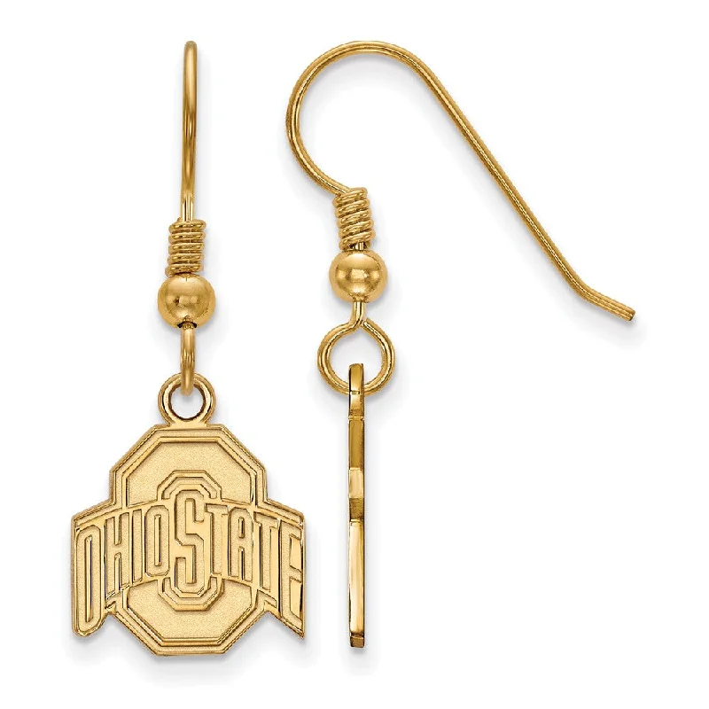 Women's earrings blush-link-14k Gold Plated Silver Ohio State University Small Dangle Earrings