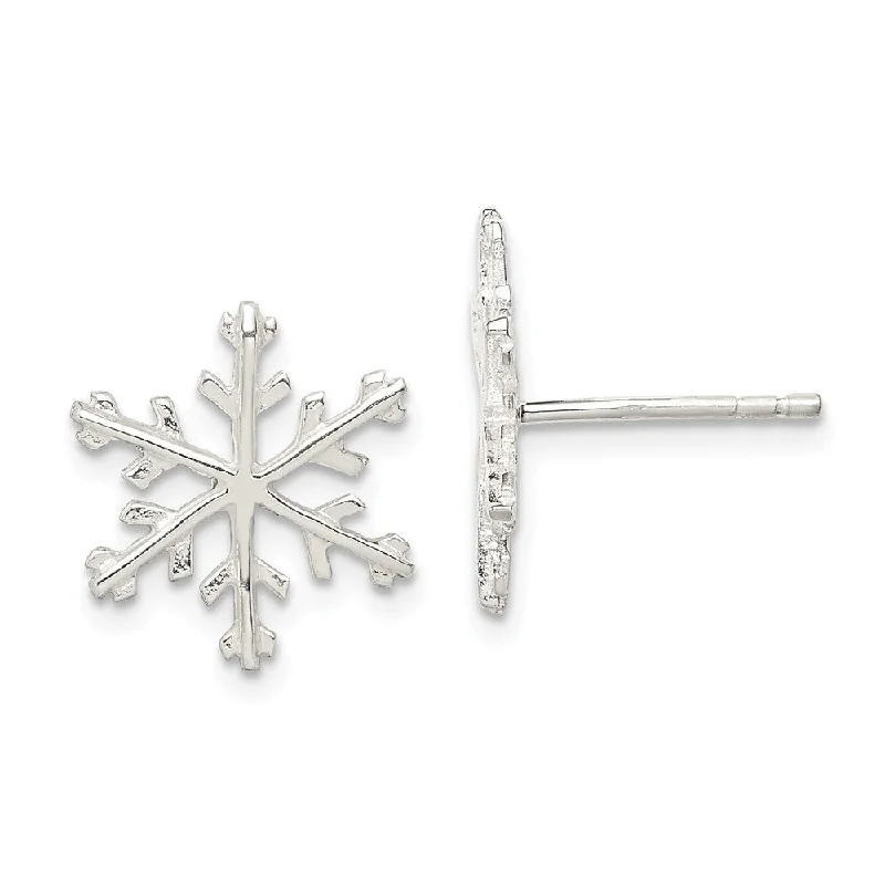 Women's earrings delicate-curve-Sterling Silver Snowflake Post Earrings