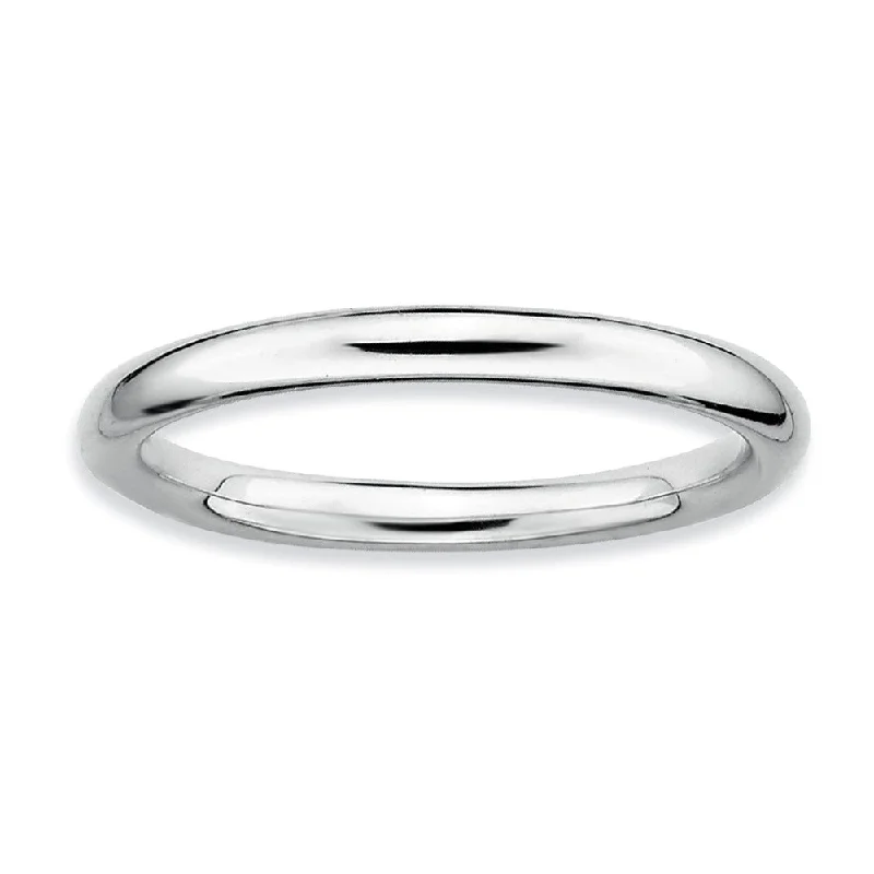 Women's rings hand-glossed-2.25mm Rhodium Plated Sterling Silver Stackable Polished Band