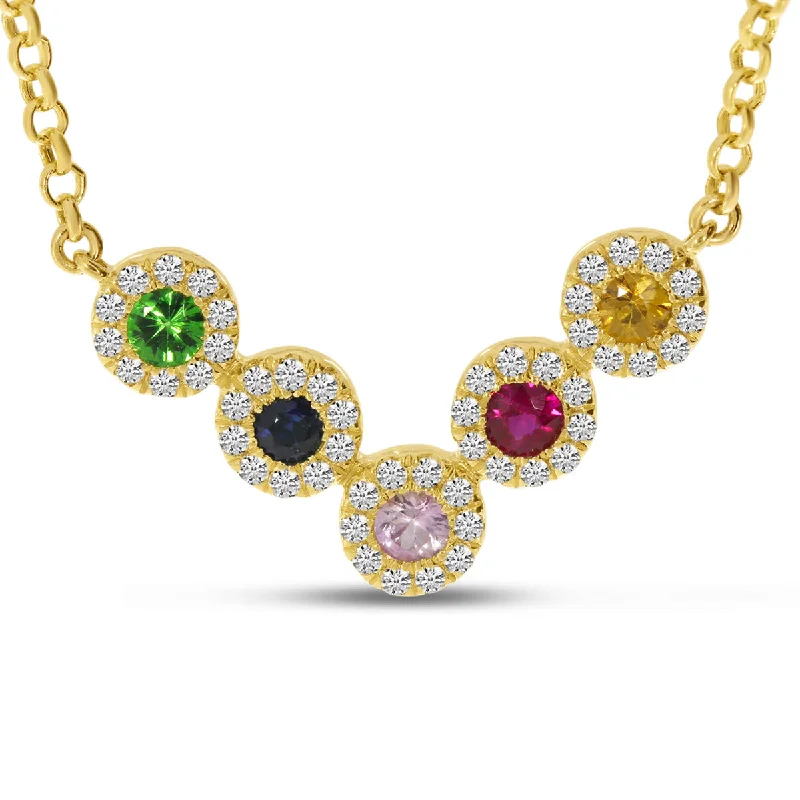 Women's necklaces opal-shimmer-HALO RAINBOW SAPPHIRE NECKLACE P4222-18