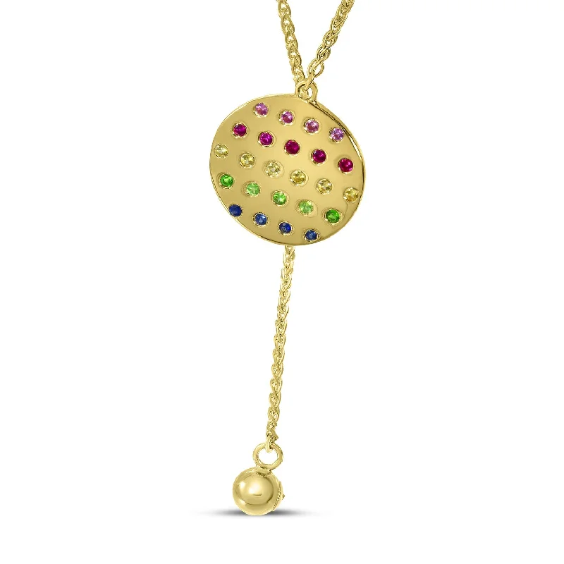 Women's necklaces futuristic-drop-ADJUSTABLE RAINBOW SAPPHIRE CIRCLE NECKLACE P4289