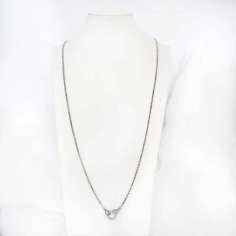 Women's necklaces sleek-titanium-Long Cable Chain Necklace with Diamond Claw Clasp NB000216