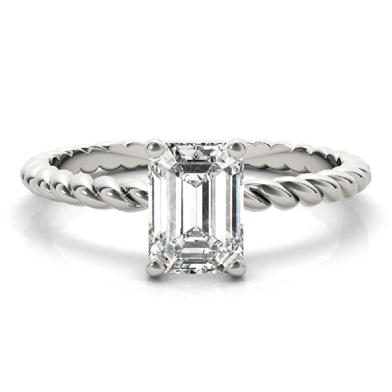 Women's engagement rings carved-halo-Eleanor Emerald Diamond Solitaire Engagement Ring