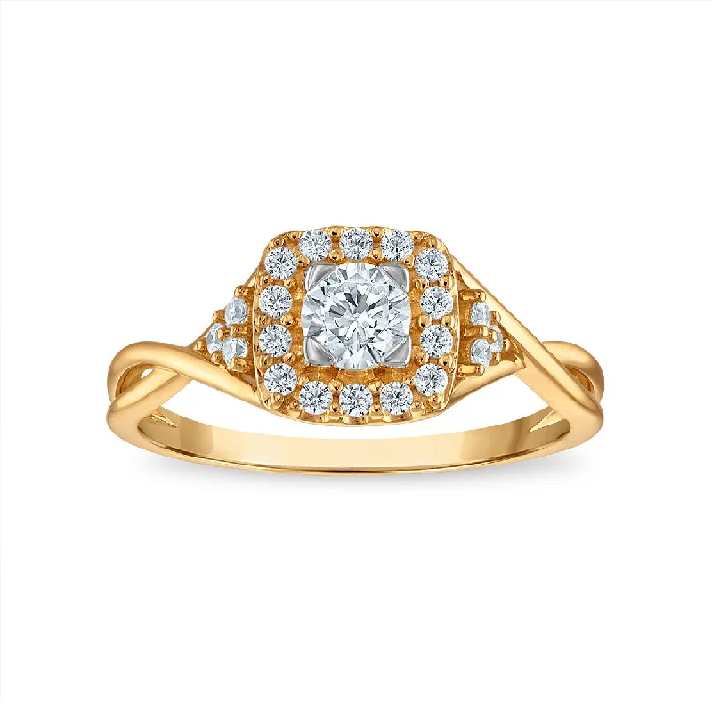 Women's engagement rings carved-halo-EcoLove 1/2 CTW Lab Grown Diamond Halo Engagement Ring in 10KT Gold