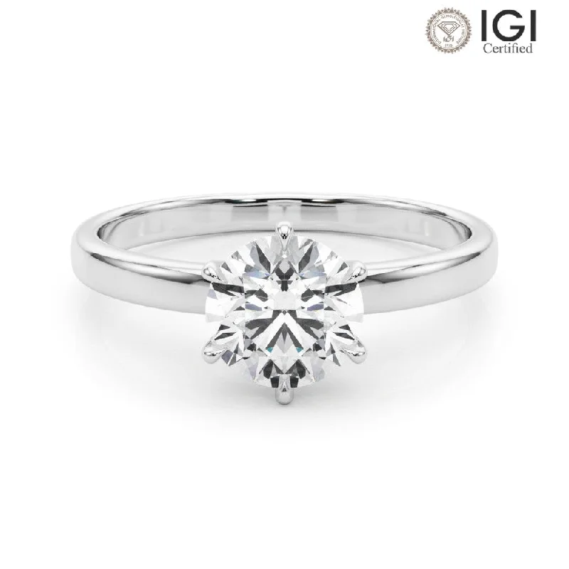 Women's engagement rings peachy-radiance-Reigna Round Lab Grown Diamond Solitaire Engagement Ring IGI Certified