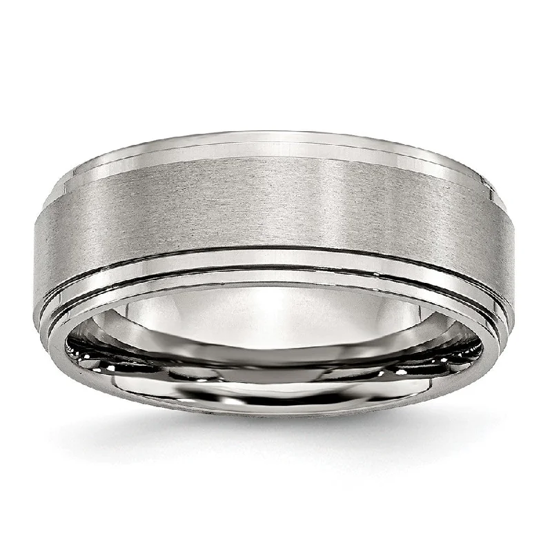 Women's rings festive-flair-Stainless Steel, 8mm Unisex Dual Finished Comfort Fit Band