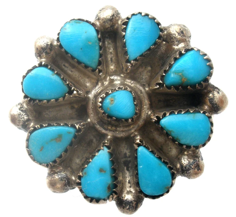 Women's rings faint-titanium-Zuni Petit Point Turquoise Ring Size 8 Vintage