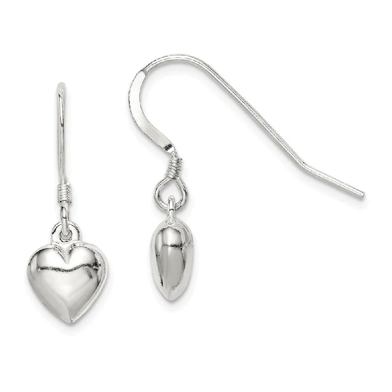 Women's earrings peachy-charm-8mm Puffed Heart Dangle Earrings in Sterling Silver