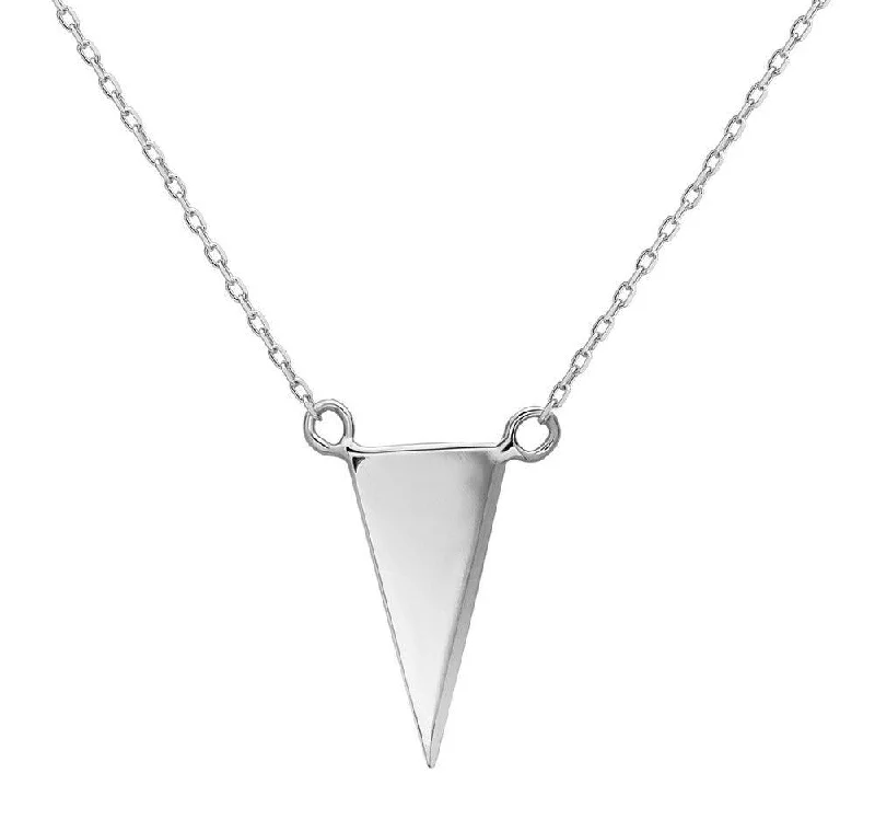 Women's necklaces chunky-steel-Sterling Silver Thin Flat Triangle Necklace