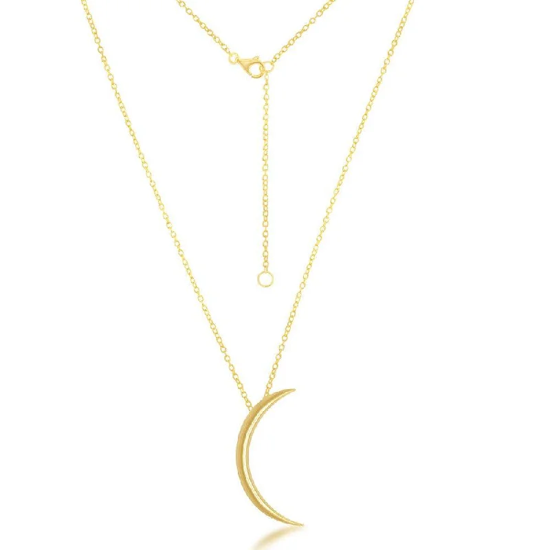 Women's necklaces Victorian-gleam-Sterling Silver Gold Plated Thin Crescent Moon Necklace