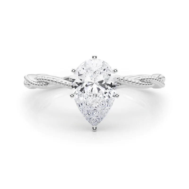 Women's engagement rings radiant-carve-Anastasia Twisted Vine Pear Diamond Solitaire Engagement Ring