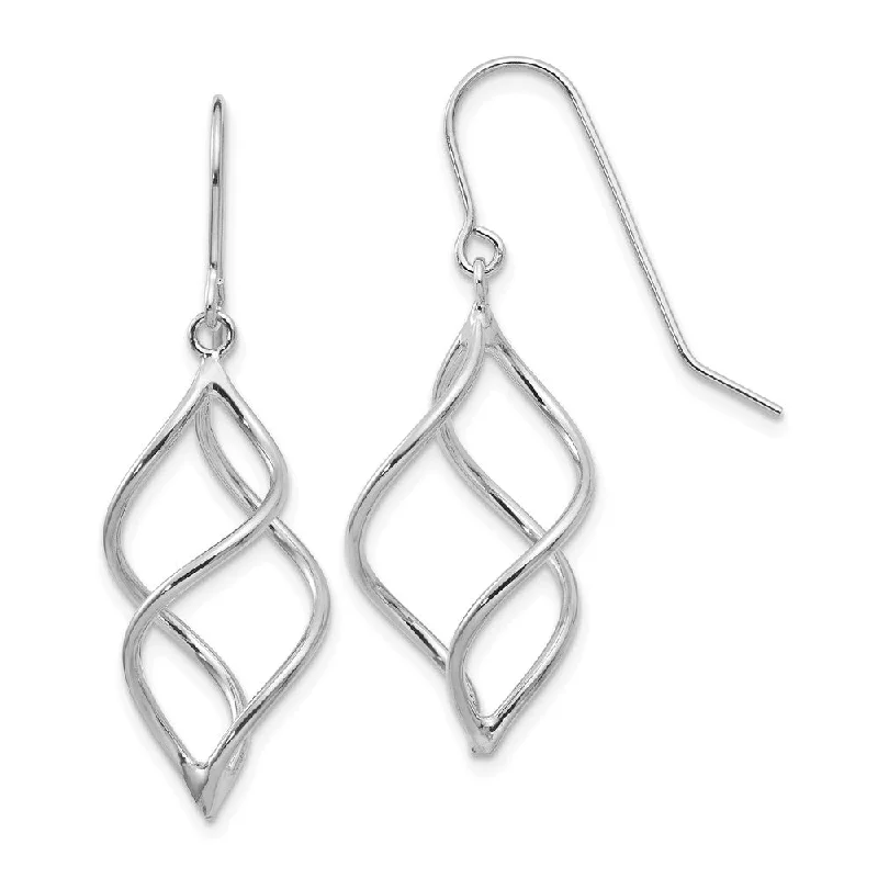 Women's earrings festive-shimmer-Short Twisted Dangle Earrings in 14k White Gold