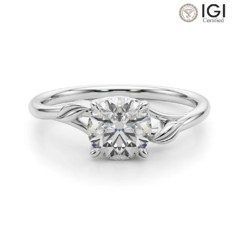 Women's engagement rings radiant-princess-Eden Round  Lab Grown Diamond Solitaire Engagement Ring IGI Certified