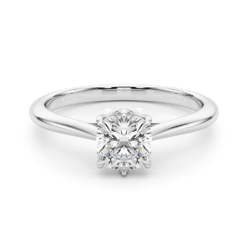 Women's engagement rings fine-pave-Grace Cushion Diamond Solitaire Engagement Ring