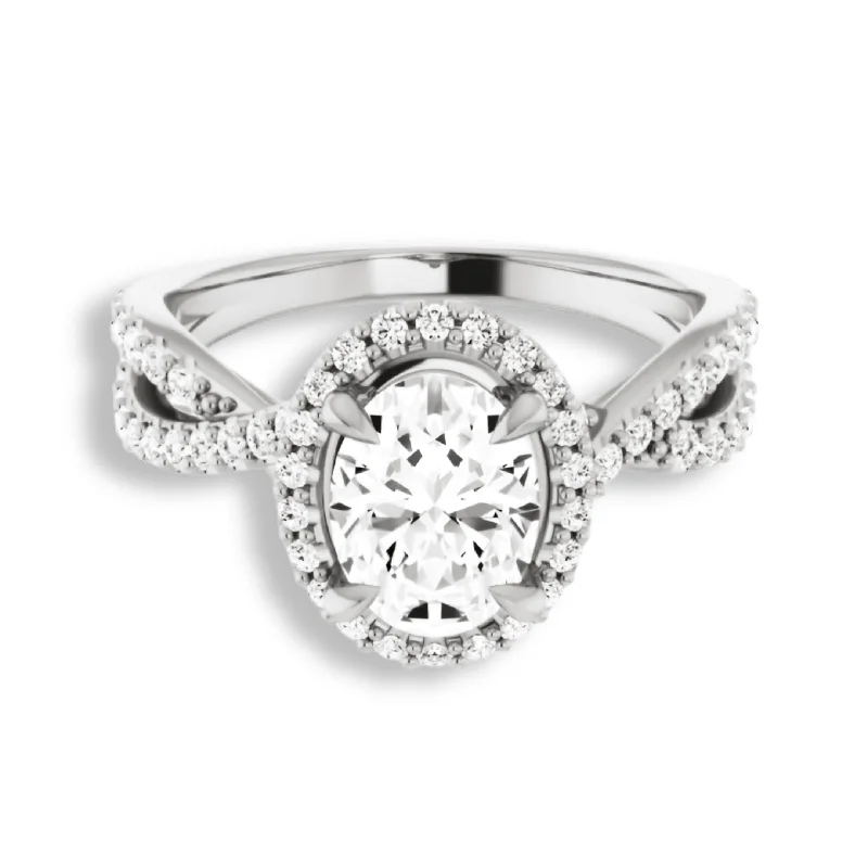 Women's engagement rings luxe-stone-Oval Cut Diamond Halo Engagement Ring